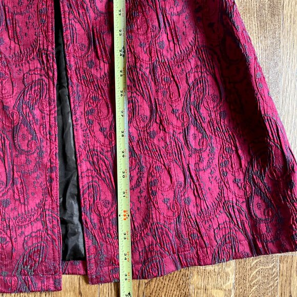 BISOU BISOU Paisley Blazer Jacquard Brocade Fitted Long Coat Dress 90s Red 8 - Picture 10 of 13